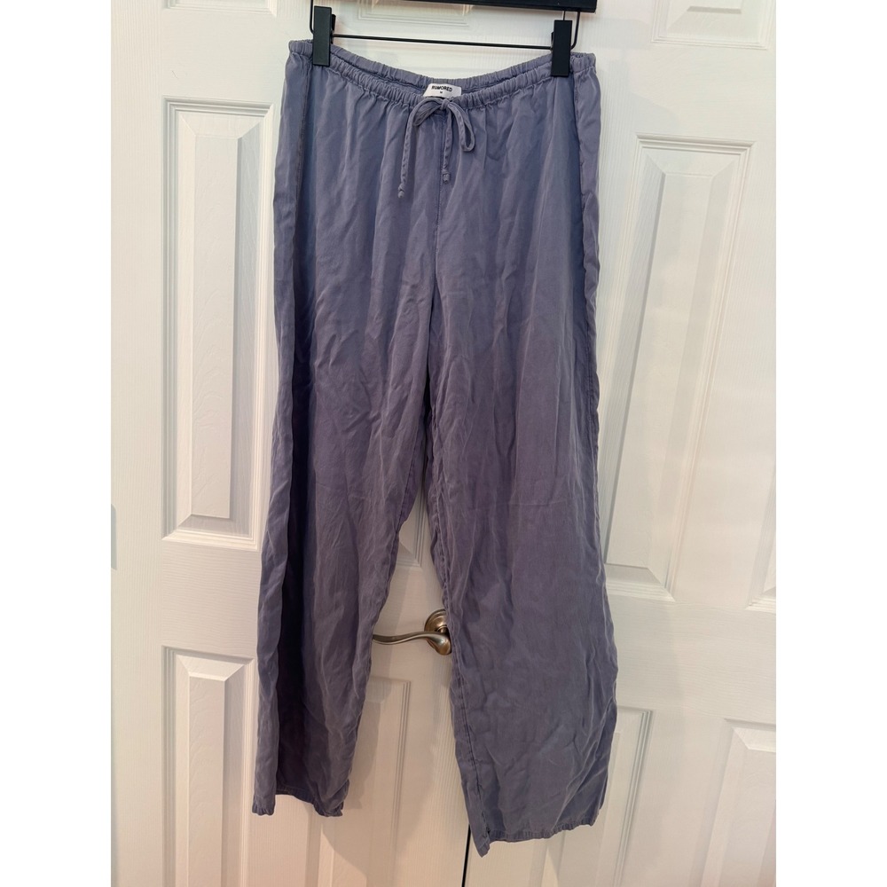 Rumored Women Blue Cupro Rayon Wide Leg Lounge Pants Drawstring Waist Medium